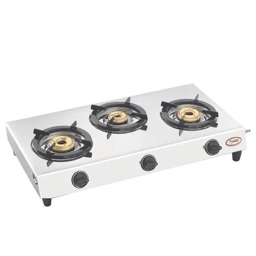 Prestige Perfect Manual Stainless Steel 3 Burners Gas Stove Silver